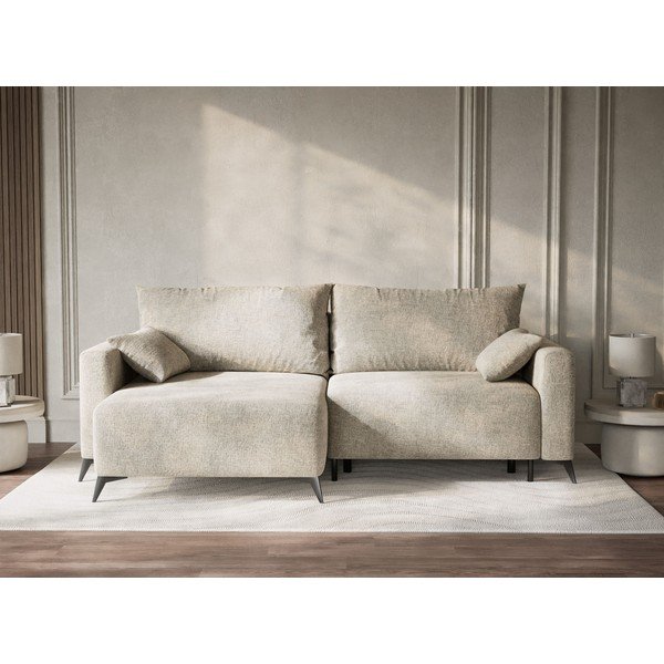 Beež šenilldiivanvoodi/panipaigaga nurgadiivan (vasak nurk/diivanvoodiga) Leon - Maison de Rêve-image-1