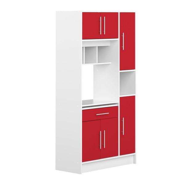 Punase ja valge köögi hoiusüsteem riiulitega Louise - Symbiosis