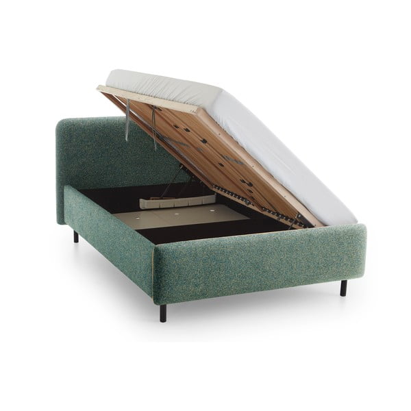 Tumeroheline polsterdatud kaheinimesevoodi panipaigaga ja liistudest raamiga 180x200 cm Primo - Meise Möbel-image-3