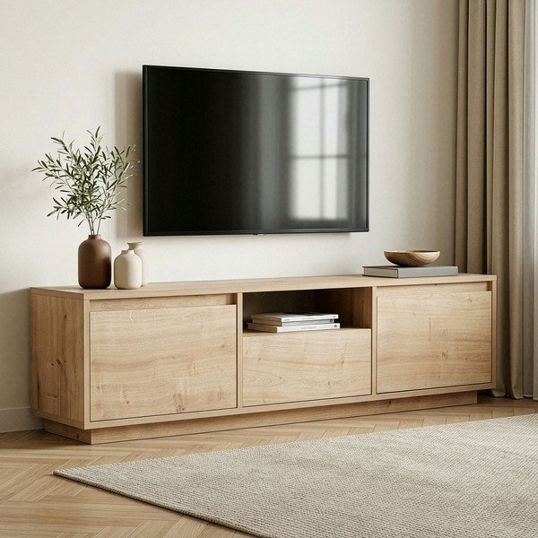 Televiisorilaud tammepuust ja naturaalsest värvist 160x42x30 cm Sentinel - Kalune Design-image-1