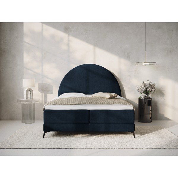 Tumesinine boxspring-voodi koos hoiualusega 180x200 cm Sunrise - Cosmopolitan Design-image-1