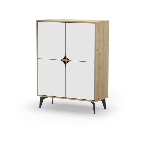 Valge-puiduvärvi tammedekooriga kapp 90x120 cm Nola - Marckeric-image-3