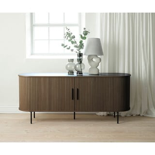 Pruun tammespoonist lükandustega kummut 180x76x45 cm Nola - Unique Furniture
