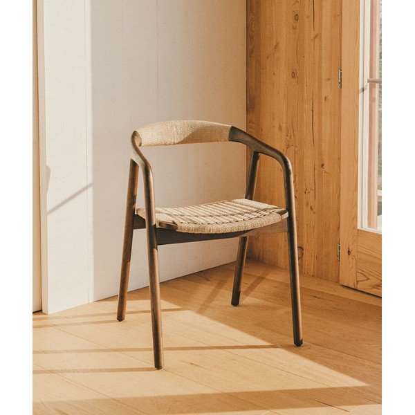 Söögitoolid käetugedega tumedas naturaalses värvitoonis Derile - Kave Home-image-1