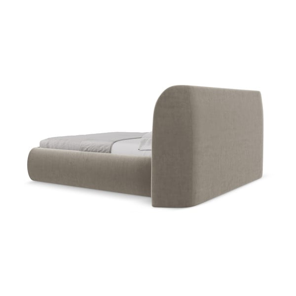 Pruunikashall polsterdatud kaheinimesevoodi koos voodipõhja ja panipaigaga 180x200cm Hauke - Makamii-image-4