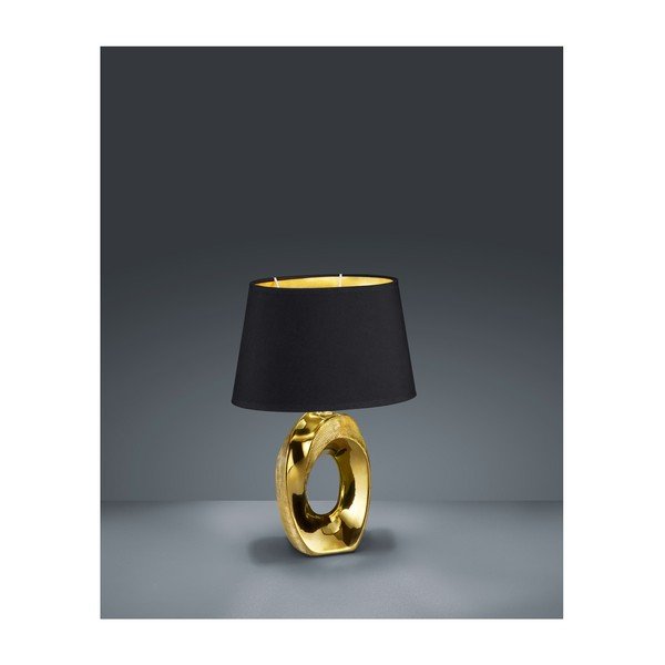 Stolní lampa v černo-zlaté barvě z keramiky a tkaniky Reality Taba, výška 33 cm-image-1