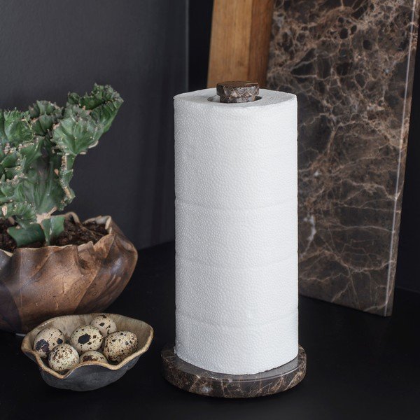 Tumepruun marmor majapidamispaberi stend ø 12,5 cm Marble – Mette Ditmer Denmark-image-2