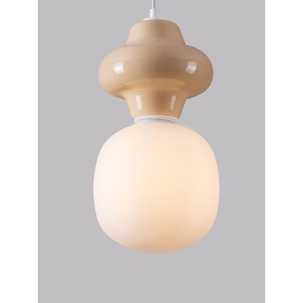 Valge/kreemikas keraamiline ripplamp klaasist varjuga, ø 18 cm Clio - Nova Luce-image-1