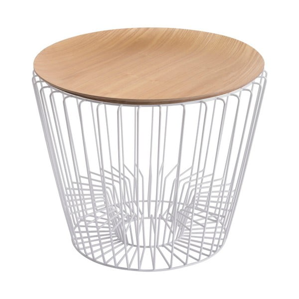Odkládací stolek z kovu v dekoru světlého dřeva HARTÔ Ernest, Ø 50 cm