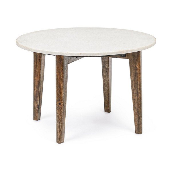Valge-naturaalne ümmargune marmorplaadiga diivanilaud, ø 60 cm Sylvester – Bizzotto