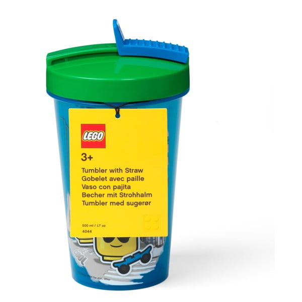 Sinine tass rohelise kaane ja kõrrega , 500 ml Iconic - LEGO®-image-1