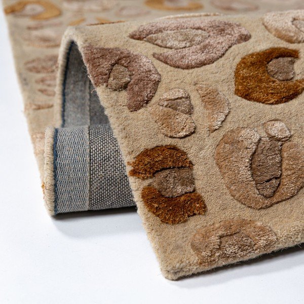 Käsitsi kootud villasegu vaip naturaalses värvitoonis 140x200 cm Leopard Frame - Flair Rugs-image-4