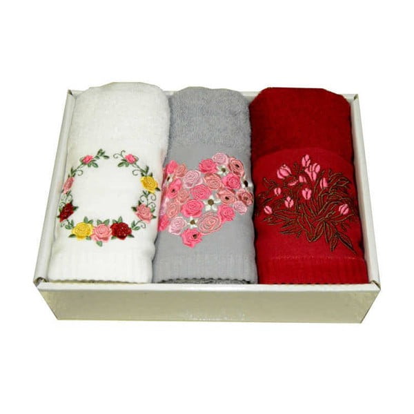 Sada 3 ručníků s květinovým motivem Pure Cotton, 45 x 70 cm