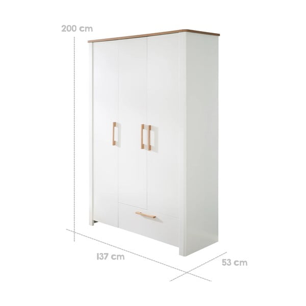 Valge laste riidekapp 139x200 cm Ava - Roba-image-3