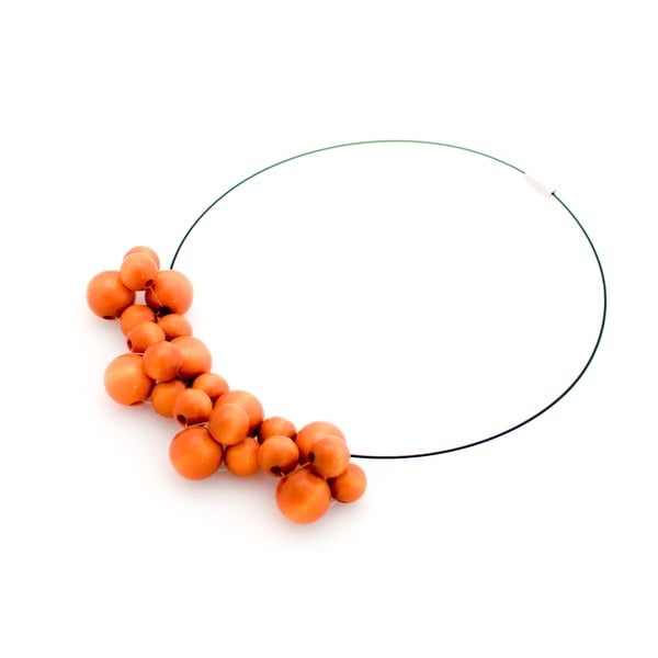 Oranžový dřevěný náhrdelník Ko–ra–le Bubbles