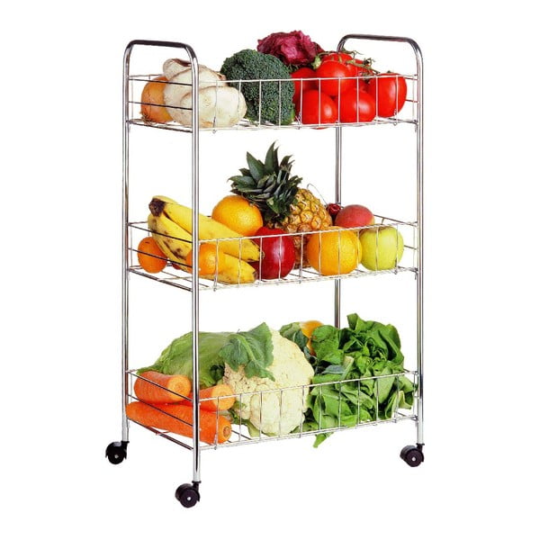 Hõbedane metallist ratastega riiul 36x64 cm - Premier Housewares