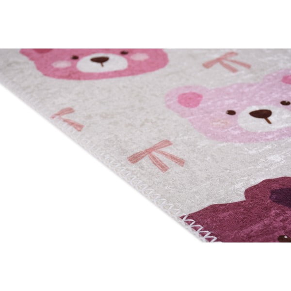 Roosa-elevandiluu värvi pestav laste vaip 80x150 cm Cute Teddies Pink - Vitaus-image-2