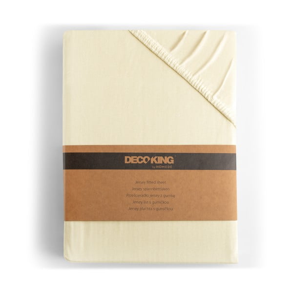 Kreem trikotaažist kummiga lina 160x200cm Amber – Restilo-image-4