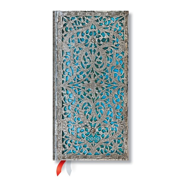 Diář na rok 2019 Paperblanks Blue Rhine, 9,5 x 18 cm