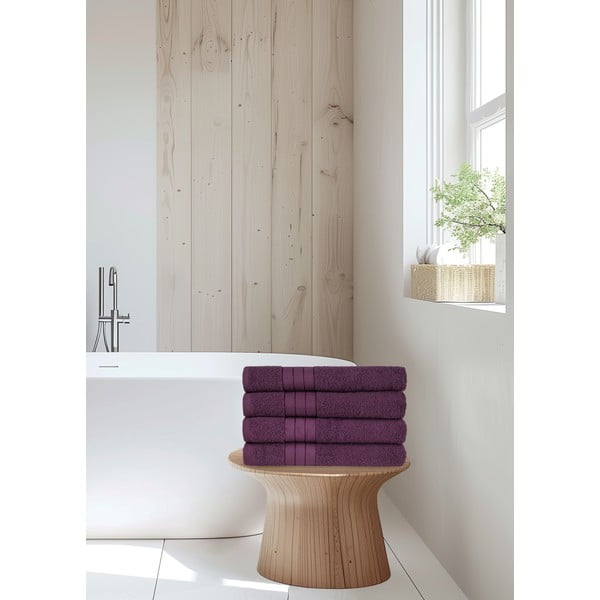 Bordoopunased puuvillased froteerätikud 4 tk komplektis 50x100 cm - Good Morning-image-2