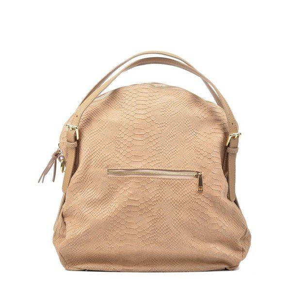 Béžová kožená kabelka Carla Ferreri Hobo-image-1