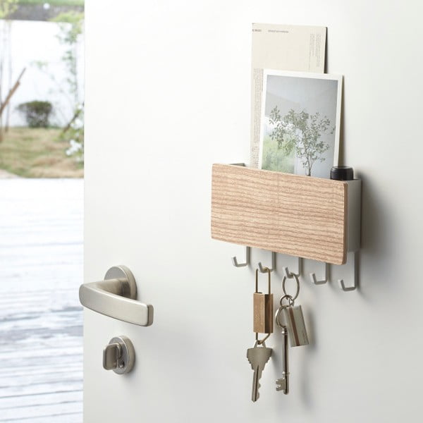 Valge seinale paigaldatav võtmehoidja Rin - YAMAZAKI-image-1