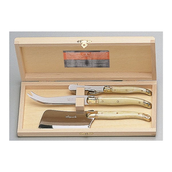 Sada 3 nástrojů na sýry v dřevěném balení Jean Dubost Brass