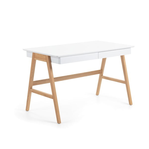 Valge töölaud, 120 x 60 cm, valge lauaga Ingo - Kave Home-image-3