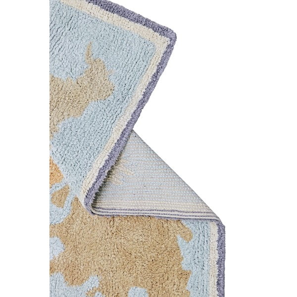 Sinine/beež käsitsti kootud puuvillane pestav laste vaip 70x100 cm Mini Worldmap – Lorena Canals-image-3