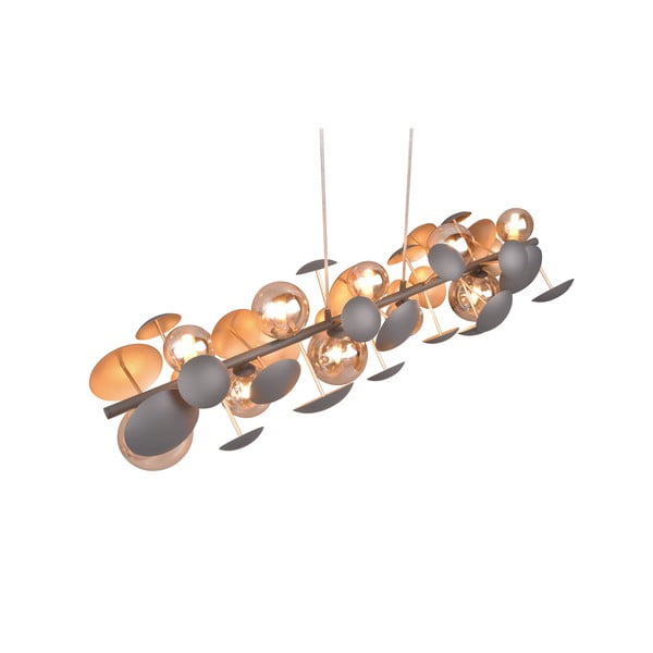 Hall-kuldne rippvalgusti klaasist varjuga Bubble - Trio Select-image-4