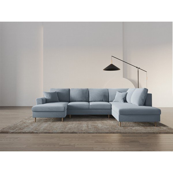 Helesinine sametist panipaigaga nurgadiivanvoodi (parem nurk/"U"-kujuline) Kyoto - Cosmopolitan Design-image-2