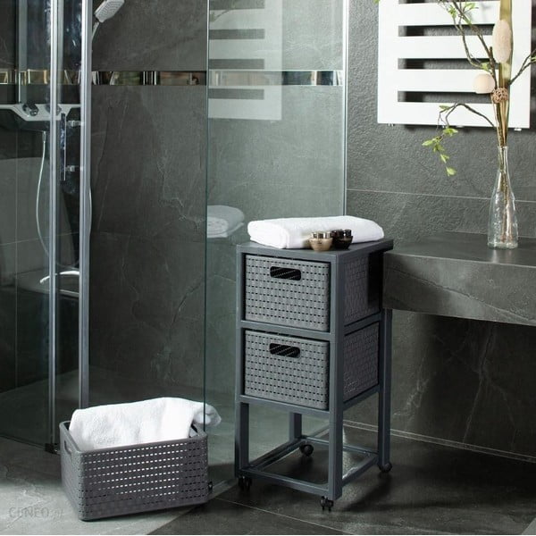 Antratsiitne plastikust vannitoa riiul 32,5x71 cm Country - Rotho-image-1