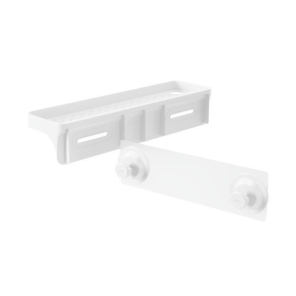 Valge isekandev vannitoa riiul, mis on valmistatud taaskasutatud plastikust Flex Adhesive - Umbra-image-4