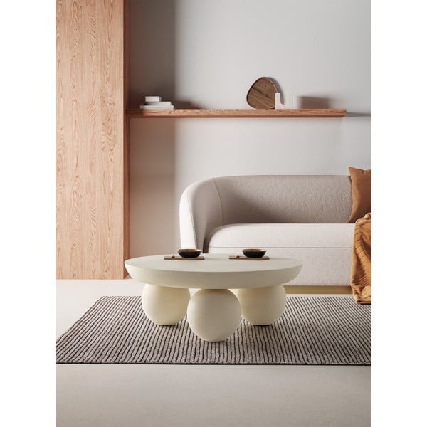 Beež ümmargune mangopuidust diivanilaud ø 90 cm Ailen - Marckeric-image-1