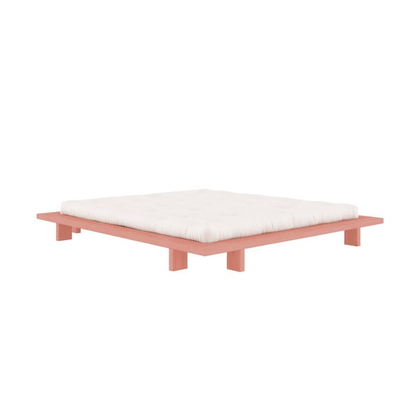 Heleroosa männipuidust kaheinimesevoodi koos voodipõhjaga 180x200 cm Japan - Karup Design-image-3