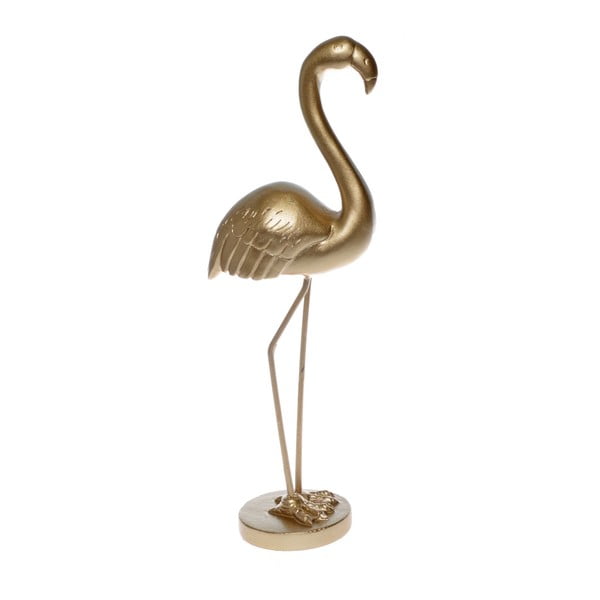 Dekorativní soška ve zlaté barvě Ewax Flamingo, výška 21 cm