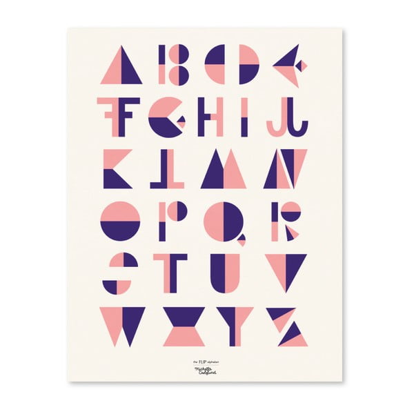 Plakát Michelle Carlslund Flip Alphabet Rosa, 50 x 70 cm