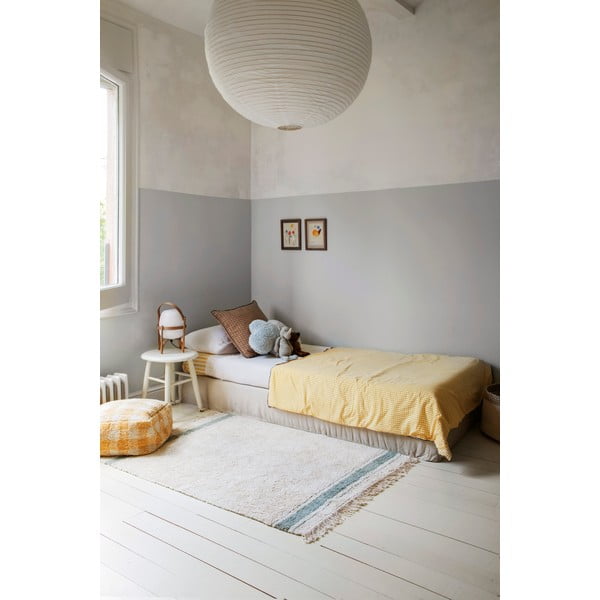 Sinine-kreem pestav käsitsi kootud puuvillane vaip 90x130 cm Gastro Vintage Blue - Lorena Canals-image-1