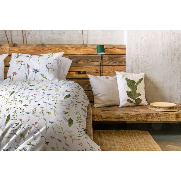 Valge-roheline puuvill-satiinist üheinimesevoodipesu 140x200 cm - Butter Kings-image-1