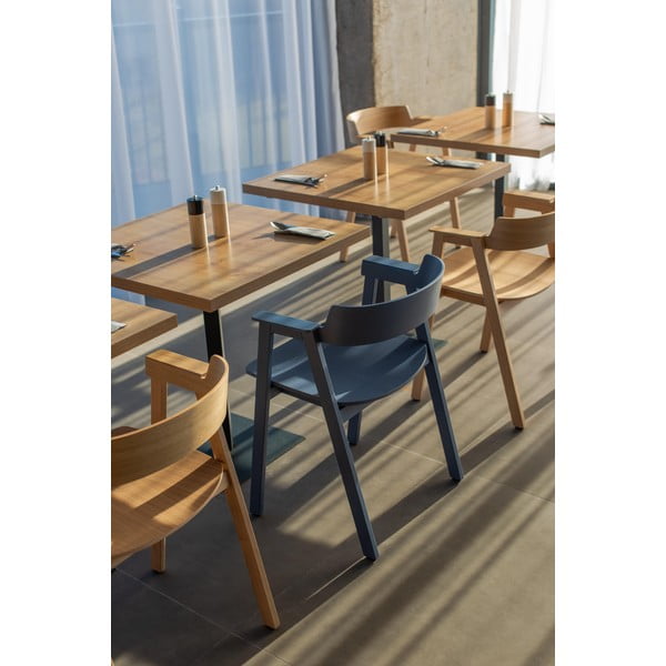 Sinine söögitool tammepuidust käetugedega Flip – Gazzda-image-4