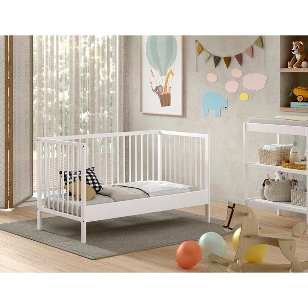 Valge männipuidust võrevoodi 70x140 cm DINO – Vipack-image-1