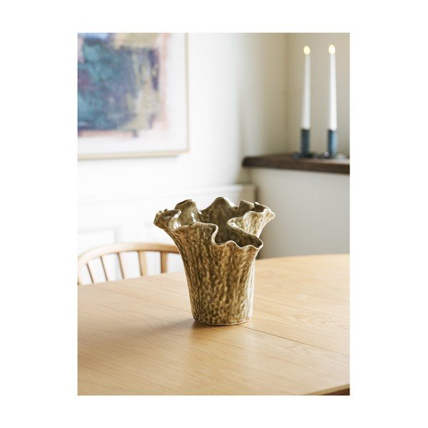 Hallikasbeež keraamiline vaas (kõrgus 23,5 cm) - House Nordic-image-1