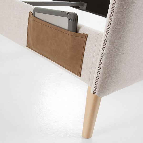 Beež kaheinimesevoodi 160 x 200 cm Lydia - Kave Home-image-1