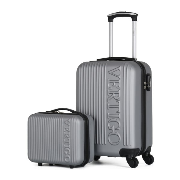 Sada šedého cestovního kufru na kolečkách a menšího kufříku VERTIGO Valises Cabine & Vanity Case