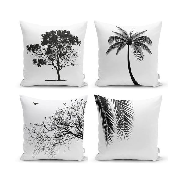 4 dekoratiivse padjakoti komplekt Must-valge, 45 x 45 cm - Minimalist Cushion Covers