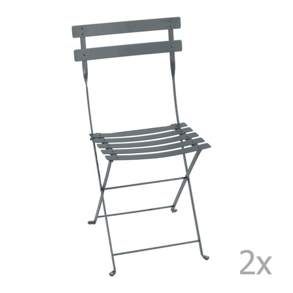 Sada 2 šedých skládacích zahradních židlí Fermob Bistro