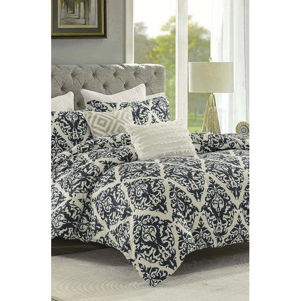 Must-beež Renforcé-puuvillast 4-osaline pikendatud voodipesu komplekt kaheinimesevoodile 200x220 cm Damask - Mila Home-image-1