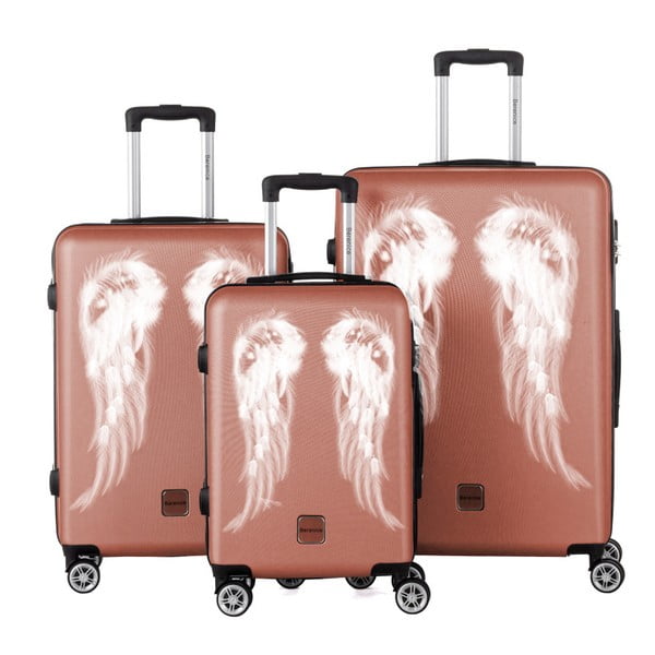 Sada 3 starorůžových cestovních kufrů Berenice Wings
