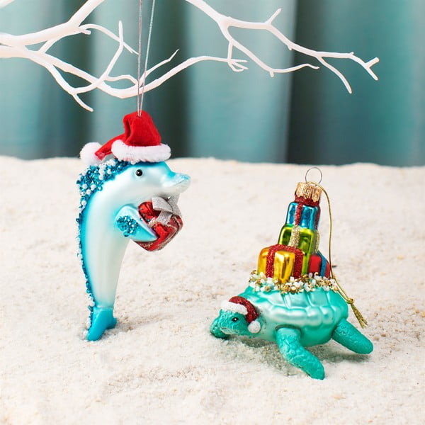 Klaasist käsitöö jõulukaunistus 12,5cm Dolphin - Sass & Belle-image-1