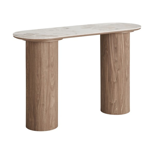 Beež konsoollaud marmorimustriga plaadiga 40x120 cm Athens – House Nordic